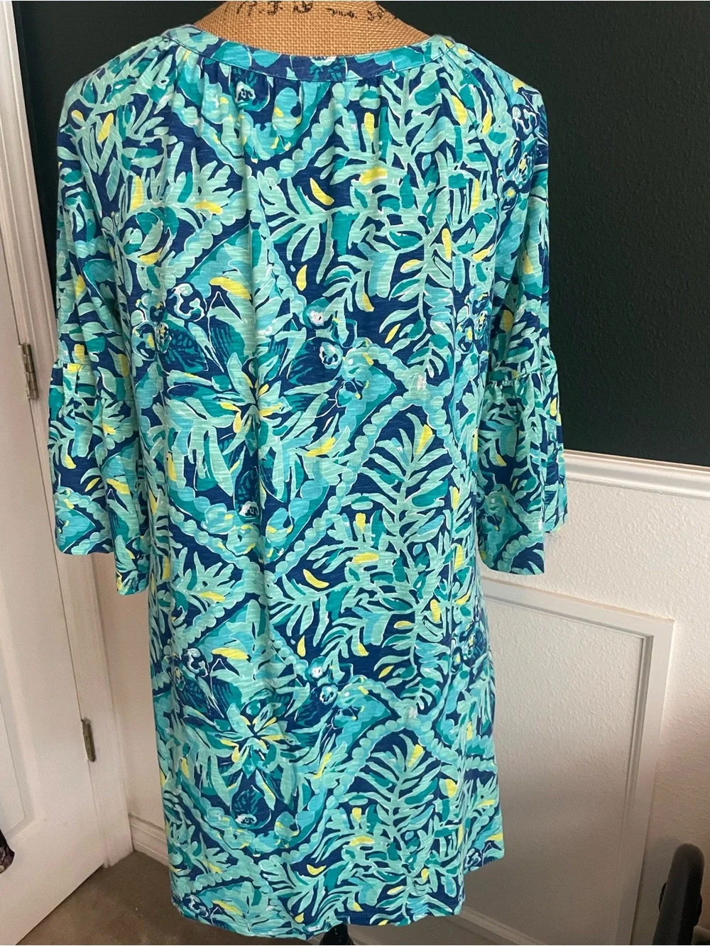 Lilly Pulitzer Dress Womens L Del Lago Tunic Tassel Indigo Midnight Cove